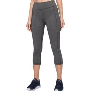 Lululemon Speed Up Crop 21" Leggings Pockets Luxtreme Mid Rise Heathered Black 6